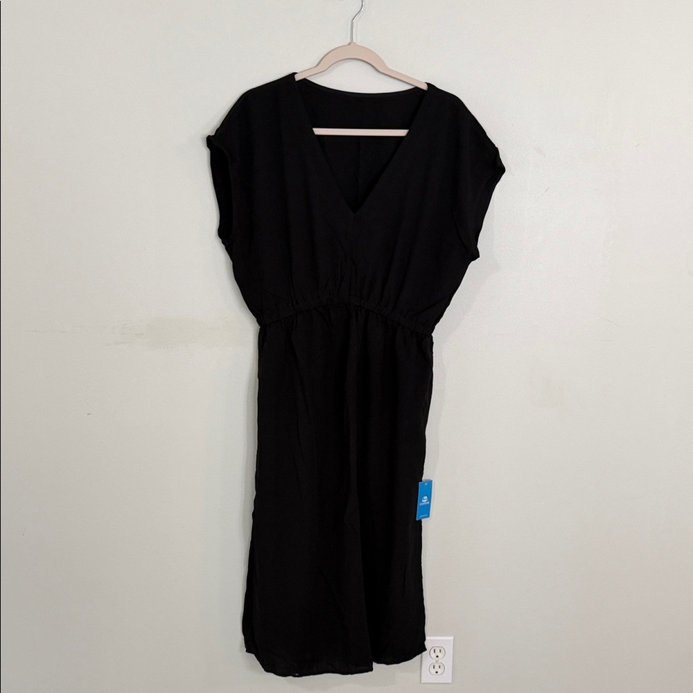 Classic V-Neck Black Women's Beach Coverup